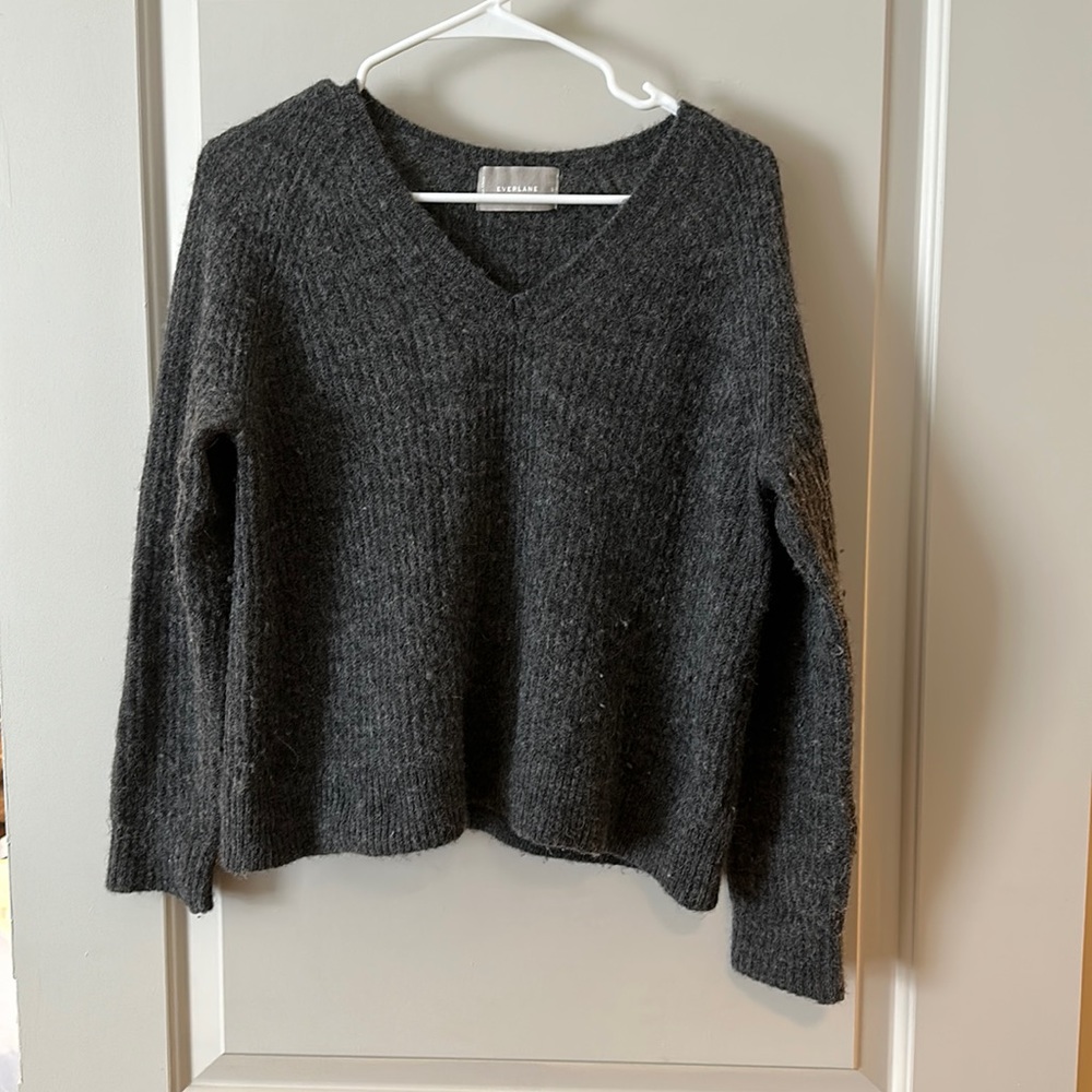Everlane charcoal v neck cashmere sweater